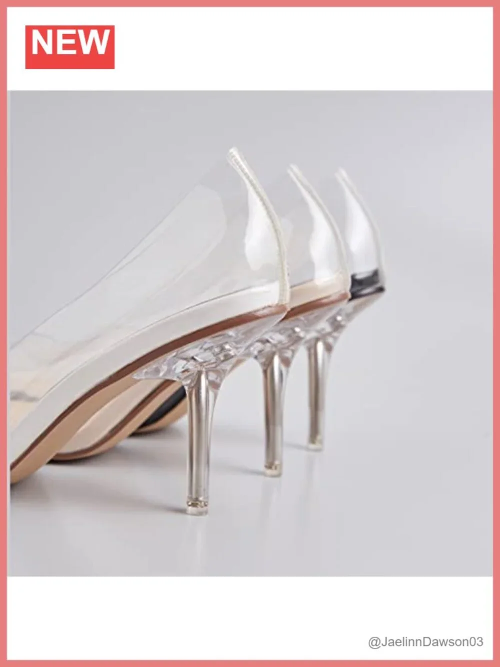 Women PVC Clear Stiletto Pumps Closed Pointed Toe 3 Inch Heels